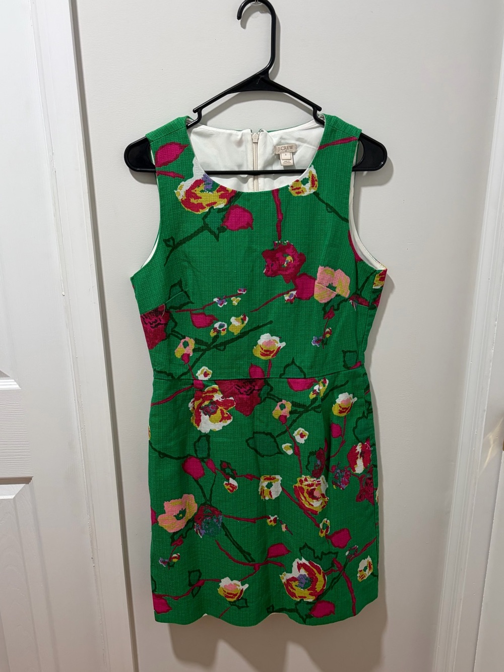 J. Crew Green Floral Sheath Dress